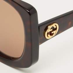 Pre Owned Gucci Brown Gradient GG1257S Interlocking G Oversized Sunglasses