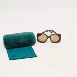 Pre Owned Gucci Brown Gradient GG1257S Interlocking G Oversized Sunglasses