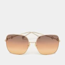 Pre Owned Gucci Brown Gradient GG0879S Horsebit Oversized Sunglasses