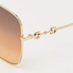 Pre Owned Gucci Brown Gradient GG0879S Horsebit Oversized Sunglasses