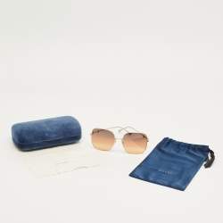 Pre Owned Gucci Brown Gradient GG0879S Horsebit Oversized Sunglasses