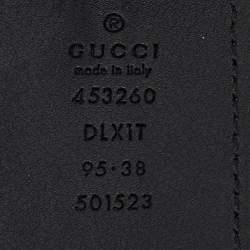 Pre Owned Gucci Black Leather Pearl Embellished GG Marmont Belt 95CM