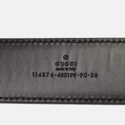 Pre Owned Gucci White Guccissima Leather Interlocking G Buckle Belt 90CM