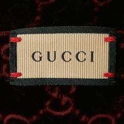 Pre Owned Gucci Burgundy Monogram Velvet Fringed Thin Scarf 