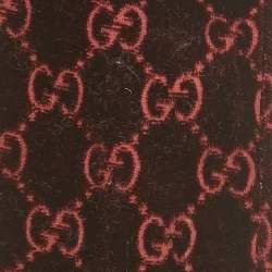 Pre Owned Gucci Burgundy Monogram Velvet Fringed Thin Scarf 