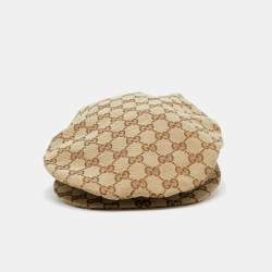 Pre Owned Gucci Beige GG Cotton Canvas Flat Cap M