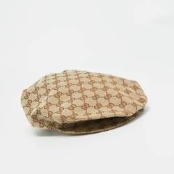 Pre Owned Gucci Beige GG Cotton Canvas Flat Cap M