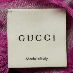Pre Owned Gucci Pink GG Jacquard Wool Blend Scarf 