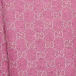 Pre Owned Gucci Pink GG Jacquard Wool Blend Scarf 