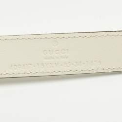 Pre Owned Gucci Off White Leather GG Marmont Slim Belt 85CM