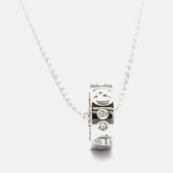 Pre Owned Gucci Icon Amor Diamond White Gold 18K Diamond Pendant Necklace Silver