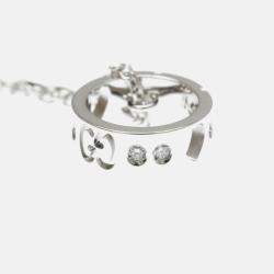 Pre Owned Gucci Icon Amor Diamond White Gold 18K Diamond Pendant Necklace Silver