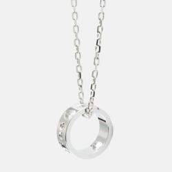 Pre Owned Gucci Icon Amor Diamond White Gold 18K Diamond Pendant Necklace Silver