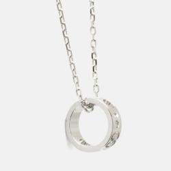 Pre Owned Gucci Icon Amor Diamond White Gold 18K Diamond Pendant Necklace Silver