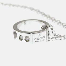 Pre Owned Gucci Icon Amor Diamond White Gold 18K Diamond Pendant Necklace Silver