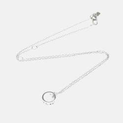 Pre Owned Gucci Icon Amor Diamond White Gold 18K Diamond Pendant Necklace Silver