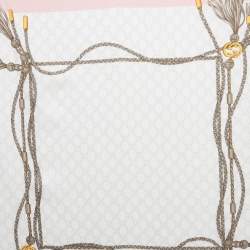 Pre Owned Gucci Pink GG Rope Print Silk Scarf