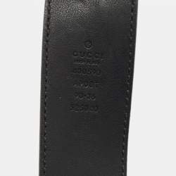 Pre Owned Gucci Black Leather GG Marmont Buckle Belt 90 CM