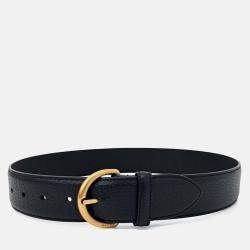 Pre Owned Gucci Black Leather Belt