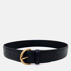 Pre Owned Gucci Black Leather Belt
