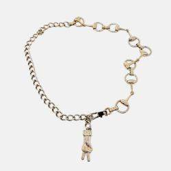 Pre Owned Gucci Gold Tone Horsebit Chain Belt