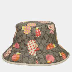 Pre Owned Gucci Brown GG Supreme Les Pommes Bucket Hat