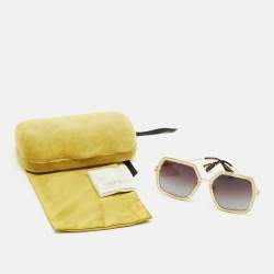 Pre Owned Gucci Brown/Gold Gradient GG0106S Glitter Geometric Sunglasses
