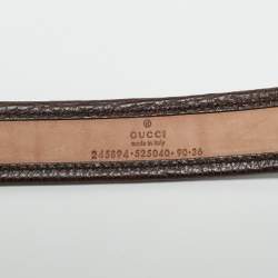 Pre Owned Gucci Brown/Beige GG Canvas and Leather Double G Buckle Belt 90CM