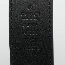 Pre Owned Gucci Black Leather GG Marmont Buckle Belt 70 CM
