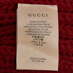 مملوكة مسبقًا Gucci Red Rib Knit Fringed Muffler 