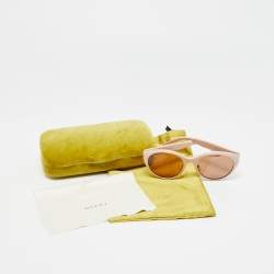 مملوكة مسبقًا نظارة شمسية غوتشي دائرية أيقونية موسمية GG0814SK وردية فاتحة/بنية إطار