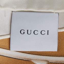 Pre Owned وشاح مربع حرير بطبعة لوتس صفراء من غوتشي