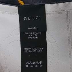 Pre Owned Gucci Blue Printed Silk Square Scarf 
