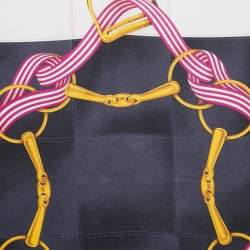 Pre Owned Gucci Blue Printed Silk Square Scarf 