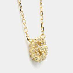 مملوكة مسبقًا قلادة غوتشي جي جي لوجو ألماس ذهب أصفر عيار 18 مرصعة بالألماس