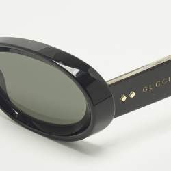 Pre Owned نظارة شمسية غوتشي GG1527S بيضاوية إطار أسود