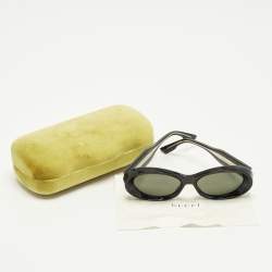 Pre Owned نظارة شمسية غوتشي GG1527S بيضاوية إطار أسود