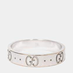 Pre Owned Gucci 18K White Gold Thin Icon Ring Size 6