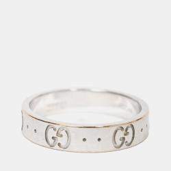 Pre Owned Gucci 18K White Gold Thin Icon Ring Size 6