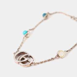 مملوكة مسبقًا Gucci 925 Sterling Silver Double G Flower Chain Bracelet