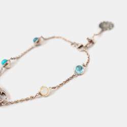 مملوكة مسبقًا Gucci 925 Sterling Silver Double G Flower Chain Bracelet