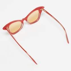 مملوكة مسبقًا نظارة شمسية غوتشي عيون القطة جي جي0707إس حمراء/بنية