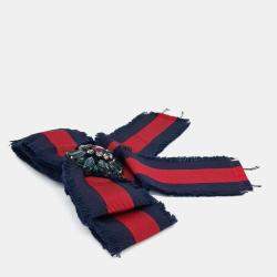 مملوكة مسبقًا بروش غوتشي شريط حرير مطرز