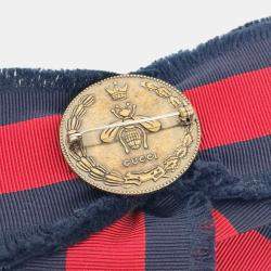 مملوكة مسبقًا بروش غوتشي شريط حرير مطرز