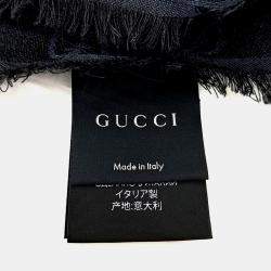 مملوكة مسبقًا وشاح غوتشي صوف حرير أزرق