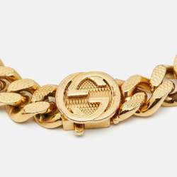 Pre Owned Gucci  GG Gold Tone Chain Bracelet L