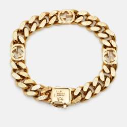 Pre Owned Gucci  GG Gold Tone Chain Bracelet L