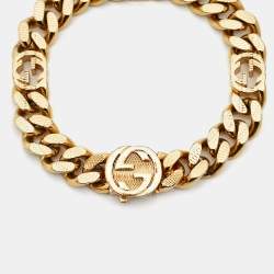 Pre Owned Gucci  GG Gold Tone Chain Bracelet L