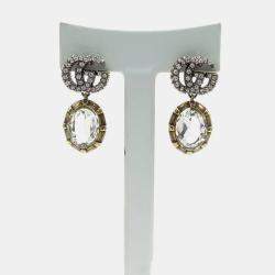 مملوكة مسبقًا Gucci Crystal Double G Earrings
