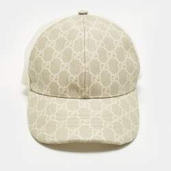 Pre Owned Gucci Beige GG Coated Canvas and Mesh Baseball Cap M